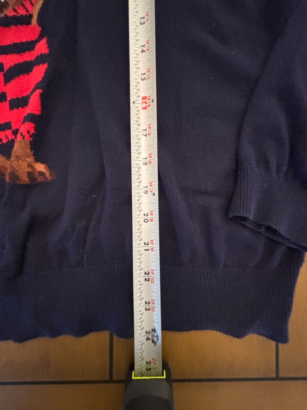 Navy Cotton Crewneck Sweater with Intarsia French Dog - Picture 5 of 9